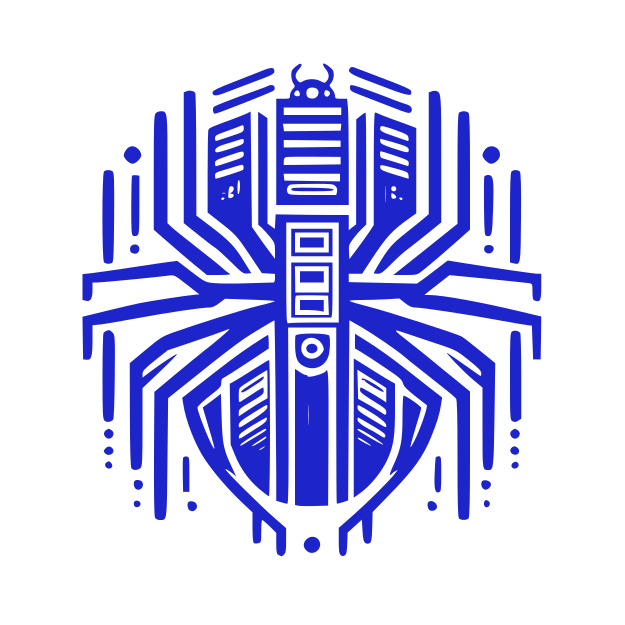 une araignée de couleur cobalt qui imite une pouce informatique utilisé en tant que logo de marque